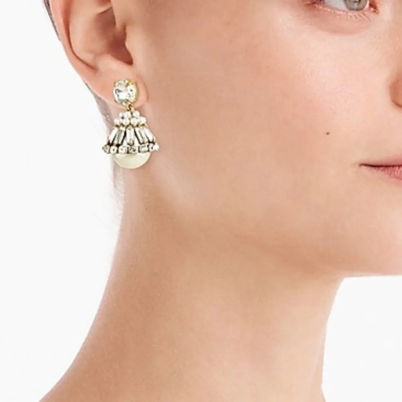 J. Crew Crystal Pearl Drop Earrings - Picture 2 of 2